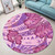 Hawaii Round Rug Polynesian Motif Purple Hibiscus