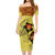 Hawaii Combo Short Sleeve Dress And Shirt Polynesian Tribal Patterns Hibiscus Flowers Yellow Color