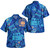Samoa Combo Off Shoulder Long Dress And Shirt Hibiscus With Polynesian Pattern Blue Version
