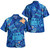 Papua New Guinea Combo Off Shoulder Long Dress And Shirt Hibiscus With Polynesian Pattern Blue Version