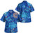 American Samoa Combo Short Sleeve Dress And Shirt Hibiscus With Polynesian Pattern Blue Version