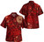 American Samoa Combo Puletasi And Shirt Hibiscus With Polynesian Pattern Red Version