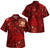 Samoa Combo Puletasi And Shirt Hibiscus With Polynesian Pattern Red Version