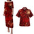 Samoa Combo Puletasi And Shirt Hibiscus With Polynesian Pattern Red Version