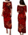 Tonga Combo Puletasi And Shirt Hibiscus With Polynesian Pattern Red Version