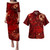 Tonga Combo Puletasi And Shirt Hibiscus With Polynesian Pattern Red Version