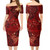 Papua New Guinea Combo Short Sleeve Dress And Shirt Hibiscus With Polynesian Pattern Red Version
