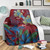 Hawaii Premium Blanket Polynesian Cultures Turtle Couple Tropical Flowers Red Color