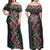 Combo Off Shoulder Long Dress And Shirt Ginger Flowers With Polynesian Motif