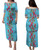 Combo Puletasi And Shirt Ginger Flowers With Polynesian Motif Blue Version