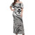 Hawaii Kanaka Maoli Combo Off Shoulder Long Dress And Shirt Polynesian Tribal Waves Patterns Hibiscus Flowers