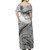 Hawaii Kanaka Maoli Combo Off Shoulder Long Dress And Shirt Polynesian Tribal Waves Patterns Hibiscus Flowers