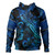 Guam Hoodie Sea Turtle With Blooming Hibiscus Flowers Tribal Blue