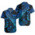 Kiribati Short Sleeve Shirt Sea Turtle With Blooming Hibiscus Flowers Tribal Blue