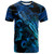 Palau T-Shirt Sea Turtle With Blooming Hibiscus Flowers Tribal Blue