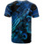 Pohnpei State T-Shirt Sea Turtle With Blooming Hibiscus Flowers Tribal Blue
