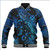 Wallis And Futuna Baseball Jacket Sea Turtle With Blooming Hibiscus Flowers Tribal Blue