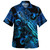 Yap State Combo Off Shoulder Long Dress And Shirt Sea Turtle With Blooming Hibiscus Flowers Tribal Blue