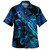 Vanuatu Combo Short Sleeve Dress And Shirt Sea Turtle With Blooming Hibiscus Flowers Tribal Blue
