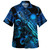 Nauru Combo Short Sleeve Dress And Shirt Sea Turtle With Blooming Hibiscus Flowers Tribal Blue