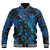 Hawaii Kanaka Maoli Baseball Jacket Sea Turtle With Blooming Hibiscus Flowers Tribal Blue