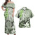 Cook Islands Polynesian Pattern Combo Dress And Shirt Floral Spirit Sage Green