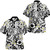 Polynesian Combo Puletasi And Shirt Tropical Tribal Turtle With Fish Hook Pure Black
