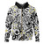 Polynesian Hoodie Tropical Tribal Turtle With Fish Hook Pure Black