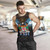 Fiji Tank Top Fiji Brown Masi Design With Coat Of Arms Tribal Half Black