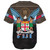 Fiji Baseball Shirt Fiji Brown Masi Design With Coat Of Arms Tribal Half Black