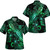 Tuvalu Hawaiian Shirt  Sea Turtle With Blooming Hibiscus Flowers Tribal Green