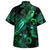 Tuvalu Hawaiian Shirt  Sea Turtle With Blooming Hibiscus Flowers Tribal Green