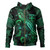Fiji Hoodie  Sea Turtle With Blooming Hibiscus Flowers Tribal Green