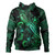 Austral Islands Hoodie  Sea Turtle With Blooming Hibiscus Flowers Tribal Green