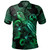 Tonga Polo Shirt  Sea Turtle With Blooming Hibiscus Flowers Tribal Green