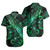 Papua New Guinea Short Sleeve Shirt  Sea Turtle With Blooming Hibiscus Flowers Tribal Green