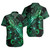 Vanuatu Short Sleeve Shirt  Sea Turtle With Blooming Hibiscus Flowers Tribal Green