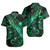 Philippines Filipinos Short Sleeve Shirt  Sea Turtle With Blooming Hibiscus Flowers Tribal Green