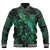 American Samoa Baseball Jacket  Sea Turtle With Blooming Hibiscus Flowers Tribal Green