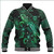 Tuvalu Baseball Jacket  Sea Turtle With Blooming Hibiscus Flowers Tribal Green