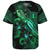 Northern Mariana Islands Baseball Shirt  Sea Turtle With Blooming Hibiscus Flowers Tribal Green