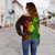 Hawaii Kanaka Maoli Off Shoulder Sweatshirt Plumeria Flowers Vintage Style Reggae Colors