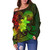 American Samoa Off Shoulder Sweatshirt Plumeria Flowers Vintage Style Reggae Colors