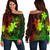 Guam Off Shoulder Sweatshirt Plumeria Flowers Vintage Style Reggae Colors