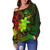 Guam Off Shoulder Sweatshirt Plumeria Flowers Vintage Style Reggae Colors