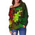 Fiji Off Shoulder Sweatshirt Plumeria Flowers Vintage Style Reggae Colors