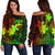 Fiji Off Shoulder Sweatshirt Plumeria Flowers Vintage Style Reggae Colors