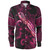 Palau Long Sleeve Shirt Sea Turtle With Blooming Hibiscus Flowers Tribal Maroon