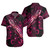 Guam Short Sleeve Shirt Sea Turtle With Blooming Hibiscus Flowers Tribal Maroon