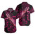 Gambier Islands Short Sleeve Shirt Sea Turtle With Blooming Hibiscus Flowers Tribal Maroon